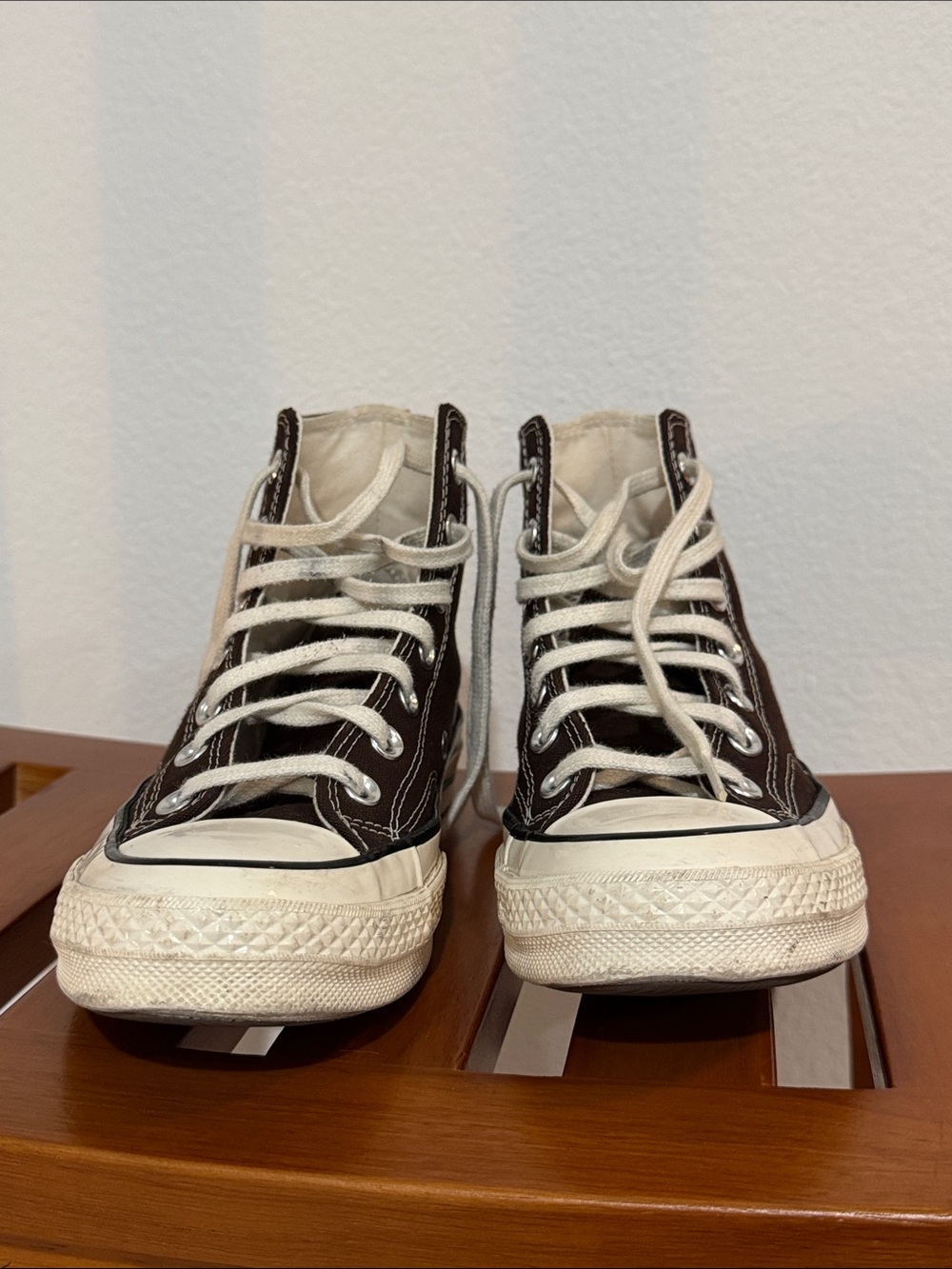 Converse High-Top Sneakers in Dark Brown & Cream - Picture 7 of 9